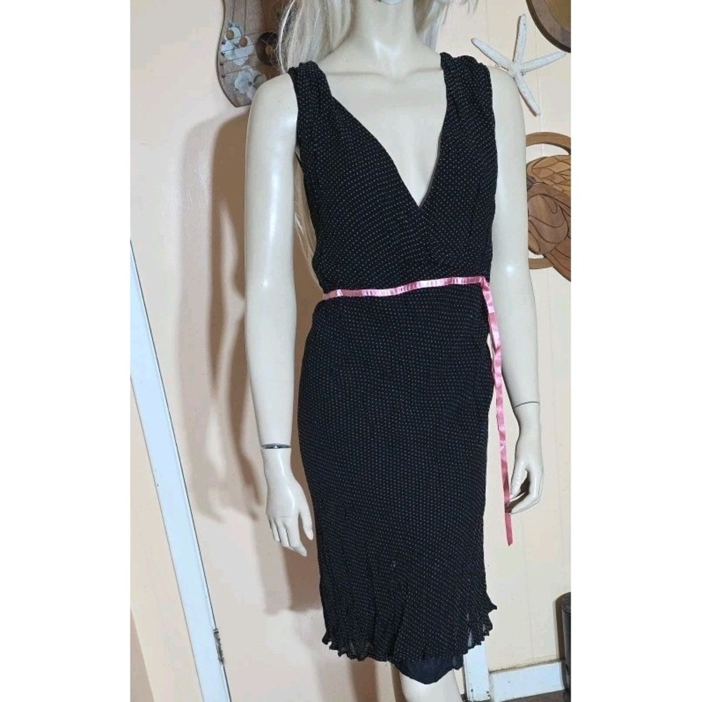 Vintage Black Polka Dot Babydoll Mini Dress Coquette Feminine Girly Y2K 2X